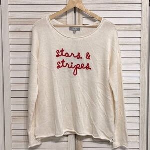 NWT Marled "Stars & Stripes" Long Sleeve Sweater Women’s Size L PRICE FIRM
